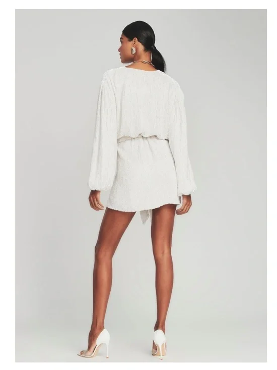 Retrofete Gabrielle Sequin Robe White Mini Dress - Picture 4 of 6